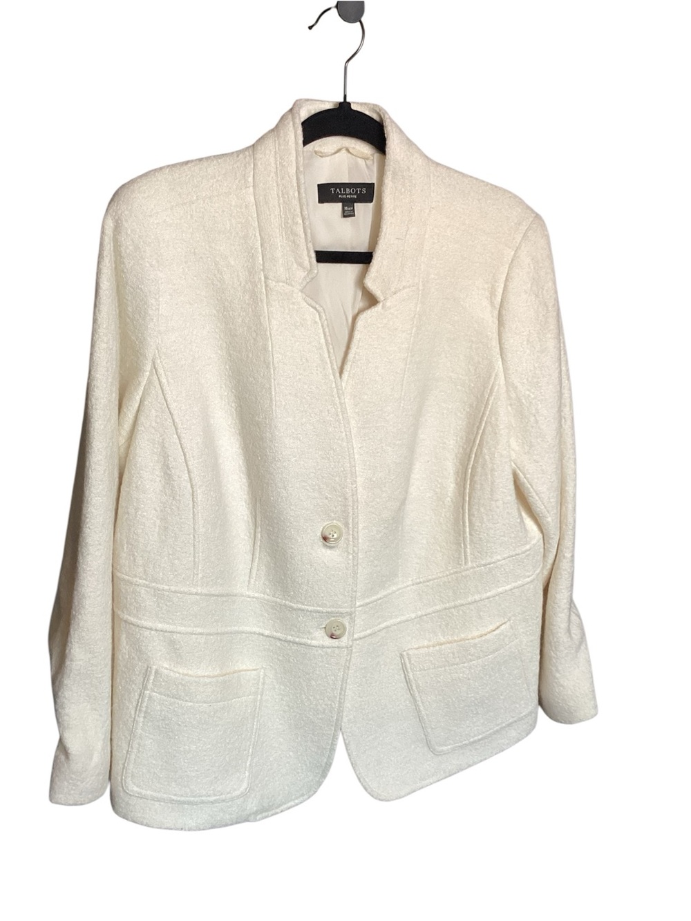 Talbots Cream Textured Two-Button wool blazer coat - Picture 2 of 5